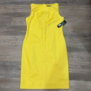 Lauren Ralph Lauren Yellow Sleeveless Sheath Dress | 10 | Classic Cotton NWT